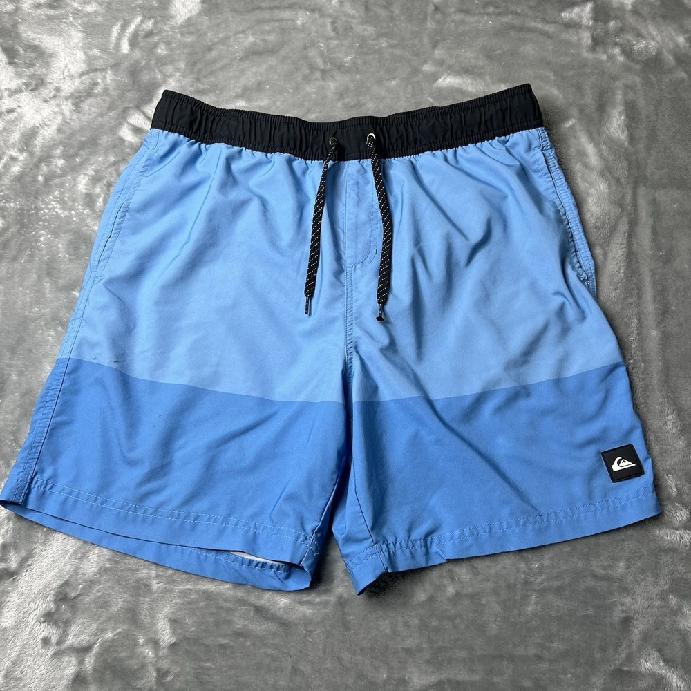Quiksilver ‎ Shorts Men Size Large Blue Colorblock Trunks Quick Dry Beach Surf